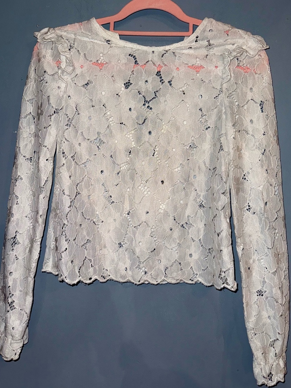 H&M White Lace Long Sleeve Lace Up Corset Style Top Size 2